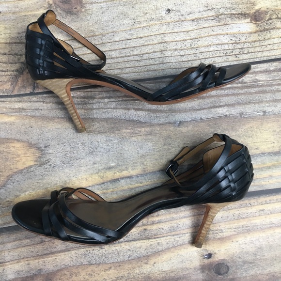 Coach Black Hand Woven Kamea Heels Sandal Leather - Picture 2 of 7